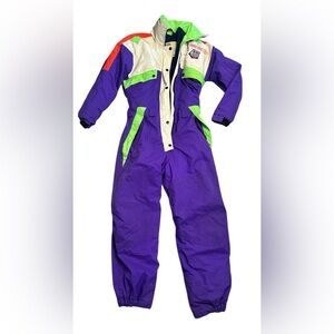 🌈 Vintage 1990 U.S. Freestyle Ski Team GORE-TEX One-Piece Retro Neon Colorblock